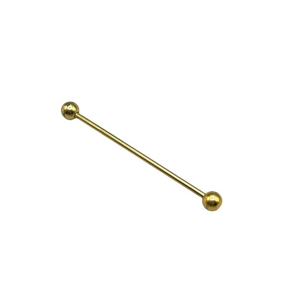 Vintage Collar Bar Retro Man Accessory Gold Tone Ball Round Ends Men Jewelry - Picture 1 of 4